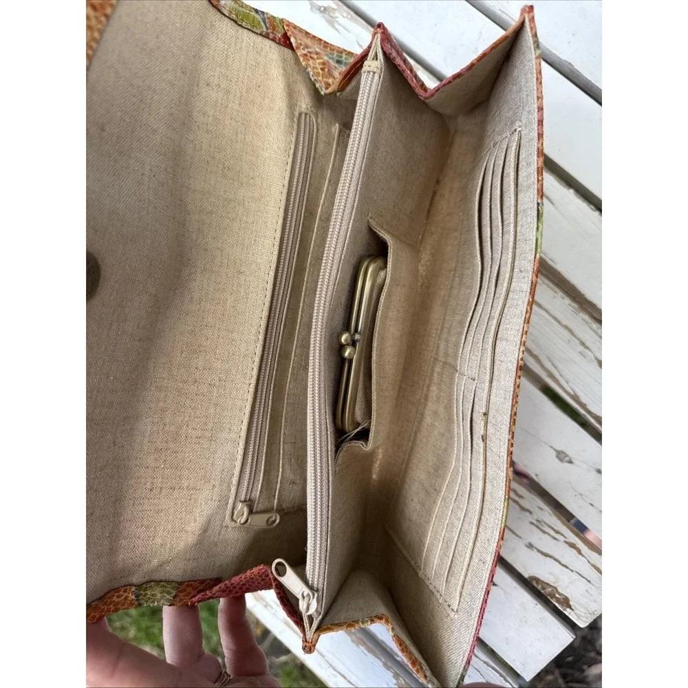 Hobo International Clutch Yellow Summer Bloom Patent Leather